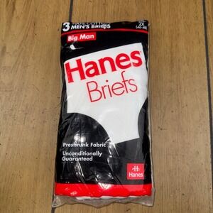 Hanes 1992 VTG Mens Big Man 2X White 100% Cotton Briefs 3 Pack Preshrunk